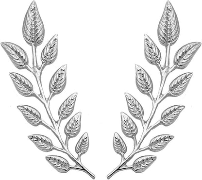 Gentlemen Suit Brooches Simple Elegant Double Leaf Collar Pin Brooch Gold Silver Plant Brooch Silver