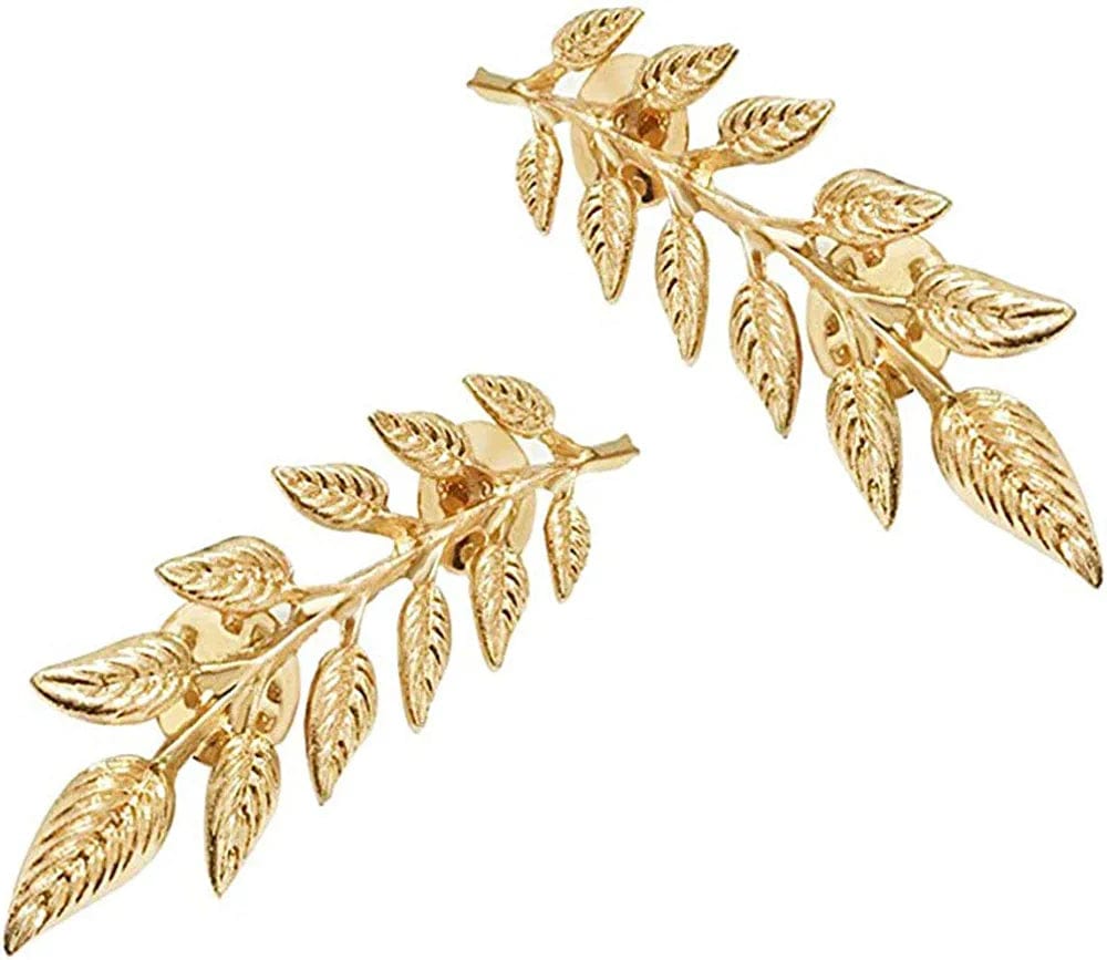 Gentlemen Suit Brooches Simple Elegant Double Leaf Collar Pin Brooch Gold Silver Plant Brooch Gold
