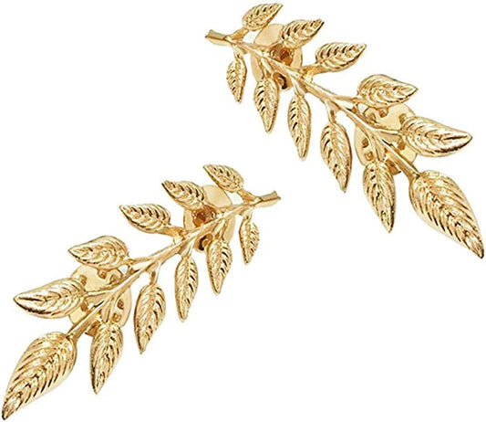 Gentlemen Suit Brooches Simple Elegant Double Leaf Collar Pin Brooch Gold Silver Plant Brooch Gold