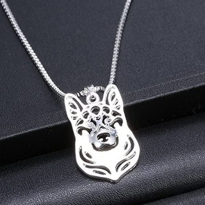 German Shepherd Dog Sterling Silver Necklace Dangle Earrings Set by Ginger Lyne Ears down Puppy Dog Pet Pendant Box Chain Doggie Animal Paw Print Heart Jewelry for Pit Mom Women Girls Teens
