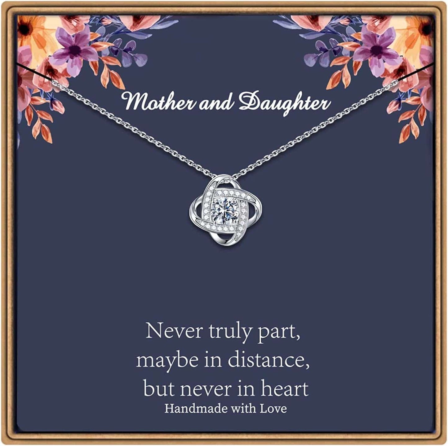Gifts Necklaces for Women Girls, White Gold Plated Love Knot Necklace for Grandma Aunt Stepmother Sister Mother Jewelry, Graduation Mothers Day Anniversary Birthday Gifts for Women Mother and daughter