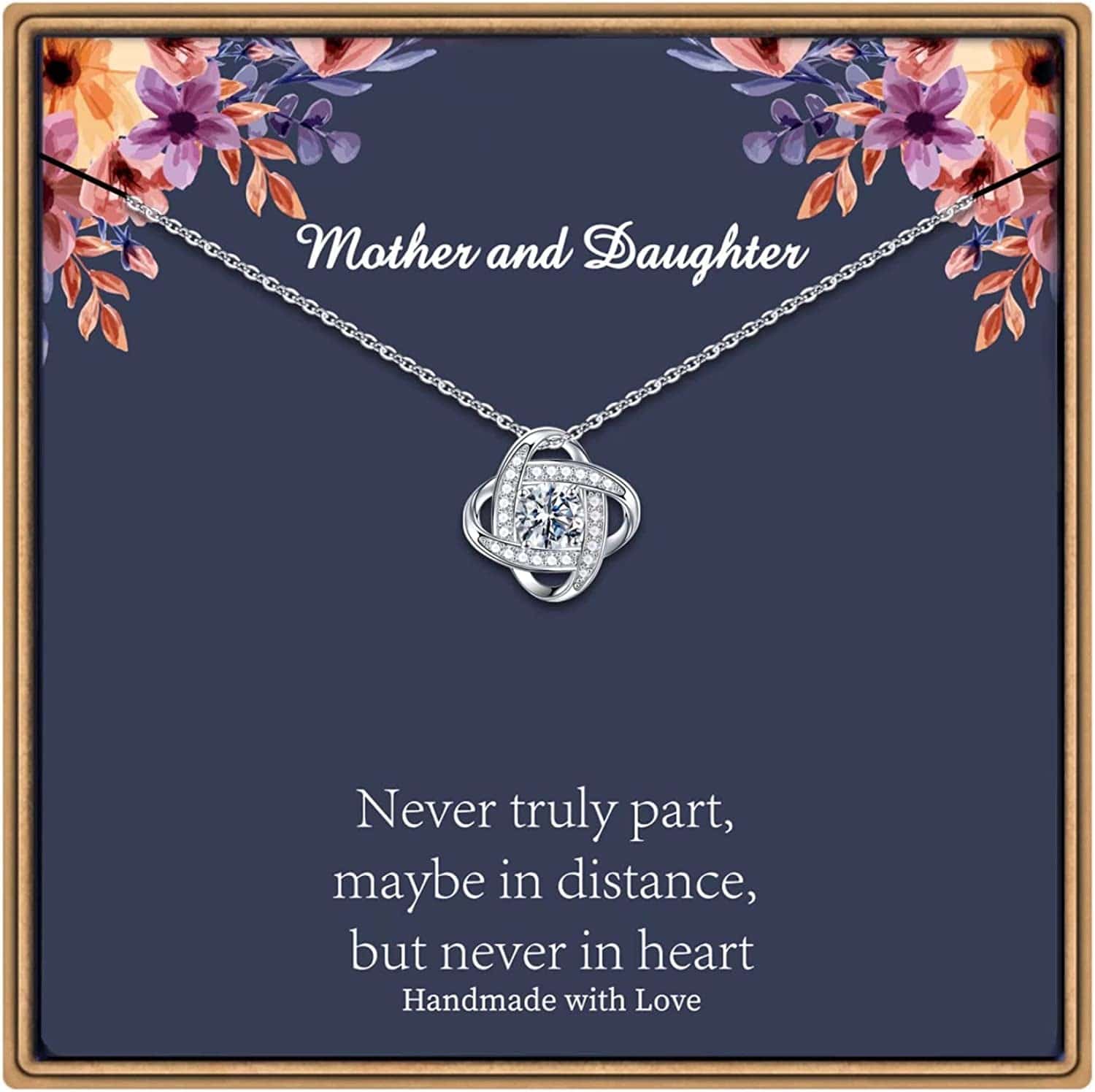 Gifts Necklaces for Women Girls, White Gold Plated Love Knot Necklace for Grandma Aunt Stepmother Sister Mother Jewelry, Graduation Mothers Day Anniversary Birthday Gifts for Women Mother and daughter