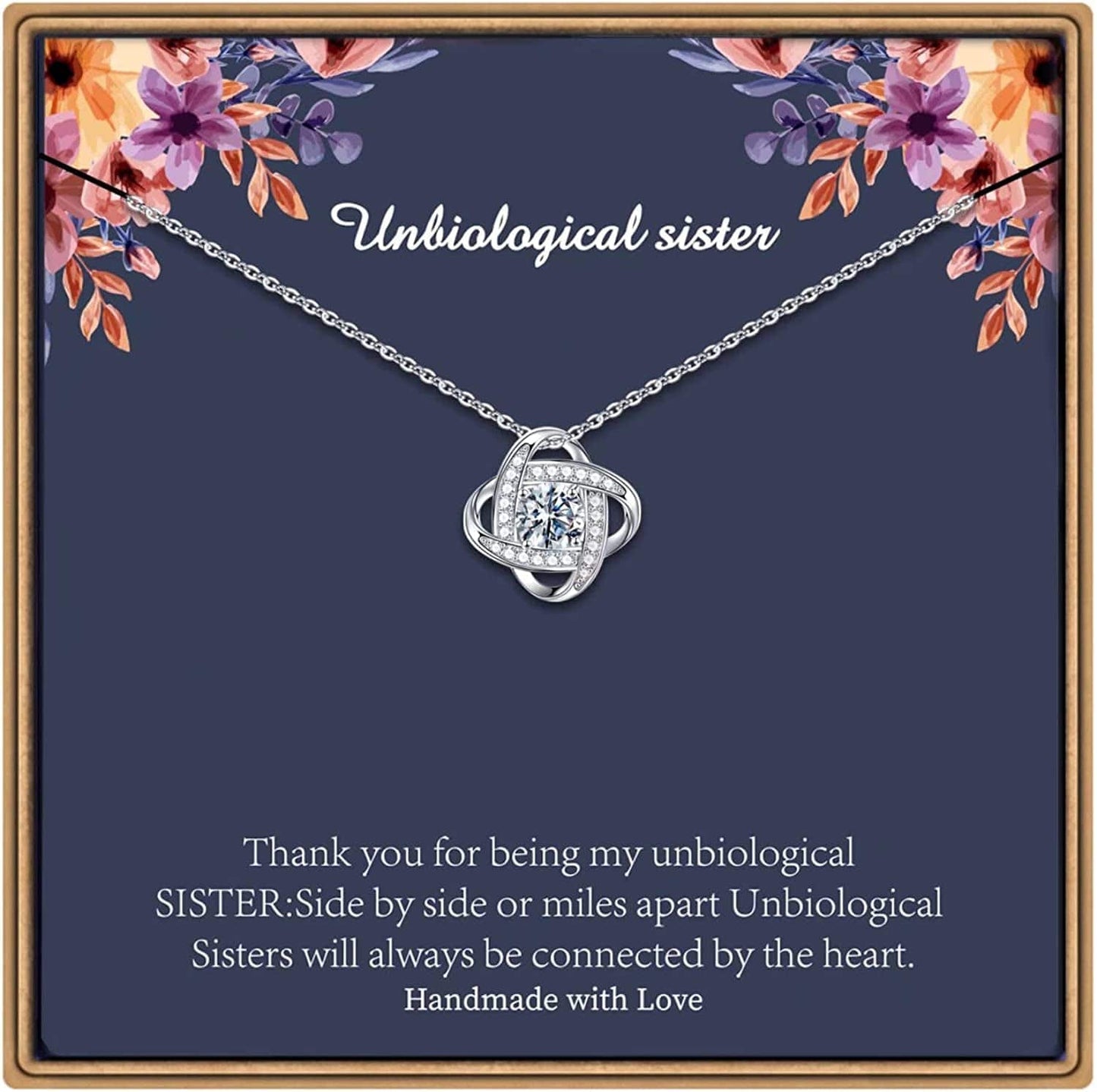 Gifts Necklaces for Women Girls, White Gold Plated Love Knot Necklace for Grandma Aunt Stepmother Sister Mother Jewelry, Graduation Mothers Day Anniversary Birthday Gifts for Women Unbiological sister