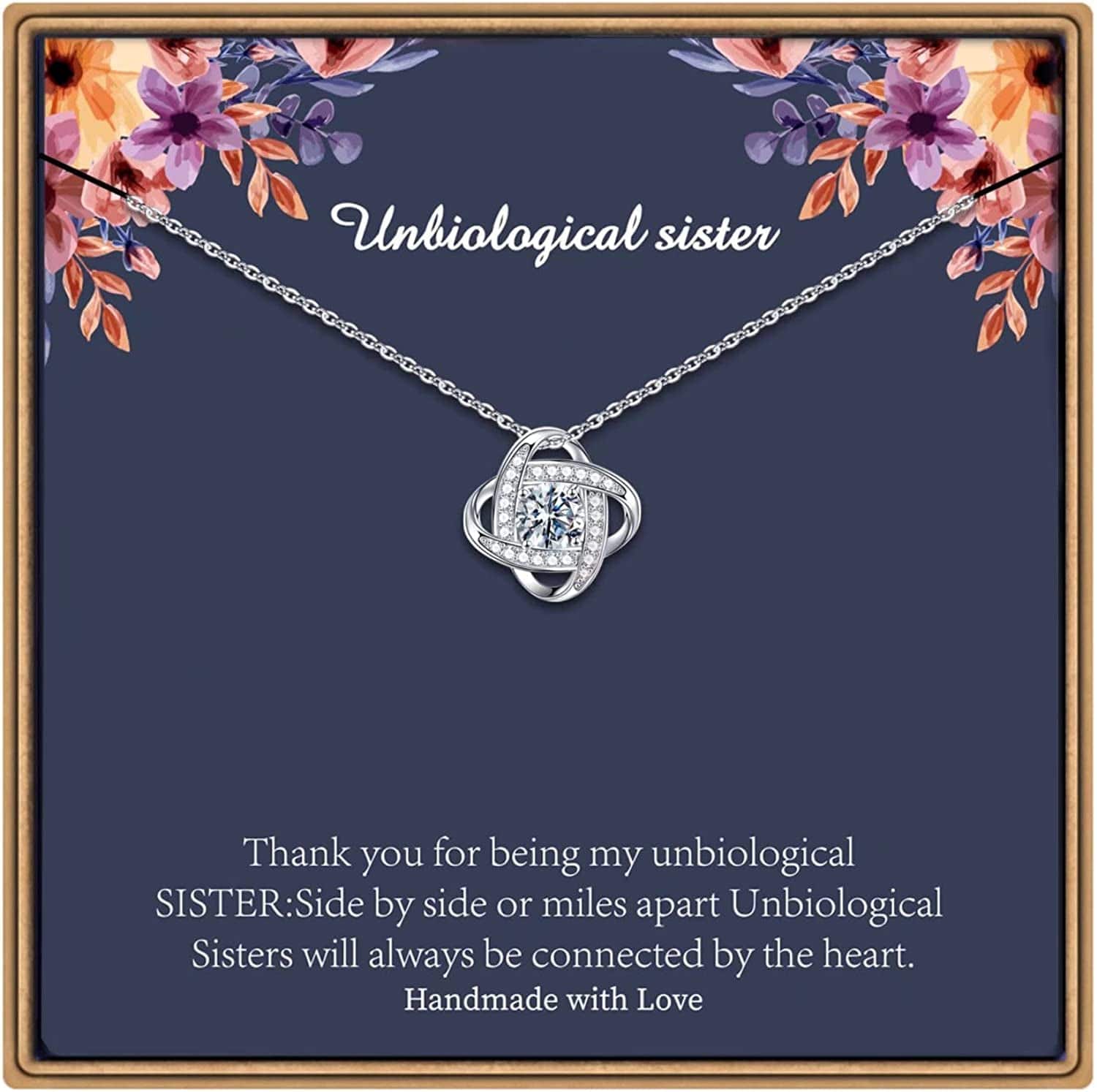 Gifts Necklaces for Women Girls, White Gold Plated Love Knot Necklace for Grandma Aunt Stepmother Sister Mother Jewelry, Graduation Mothers Day Anniversary Birthday Gifts for Women Unbiological sister