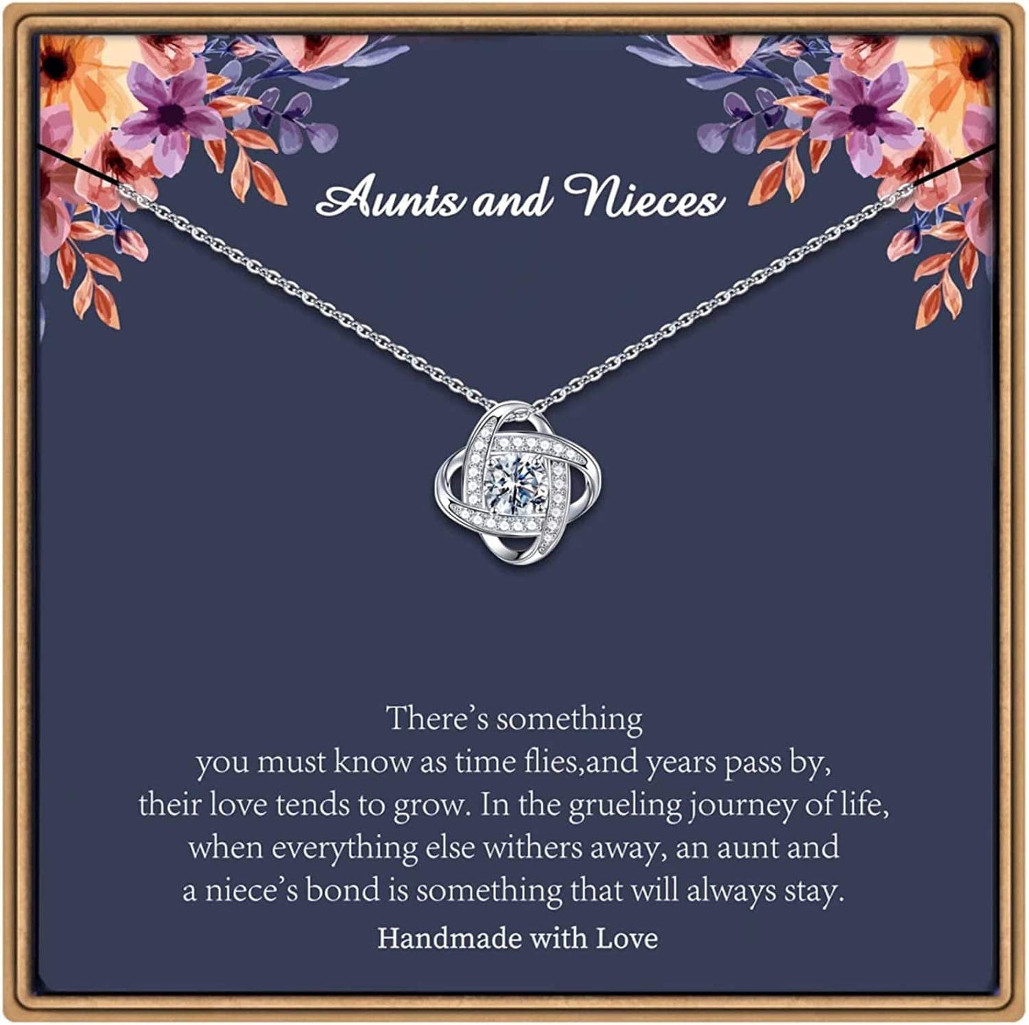 Gifts Necklaces for Women Girls, White Gold Plated Love Knot Necklace for Grandma Aunt Stepmother Sister Mother Jewelry, Graduation Mothers Day Anniversary Birthday Gifts for Women Aunts and niece
