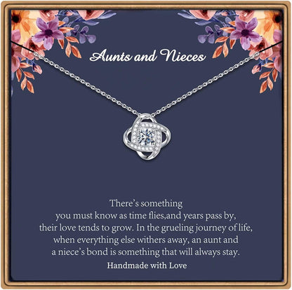 Gifts Necklaces for Women Girls, White Gold Plated Love Knot Necklace for Grandma Aunt Stepmother Sister Mother Jewelry, Graduation Mothers Day Anniversary Birthday Gifts for Women Aunts and niece