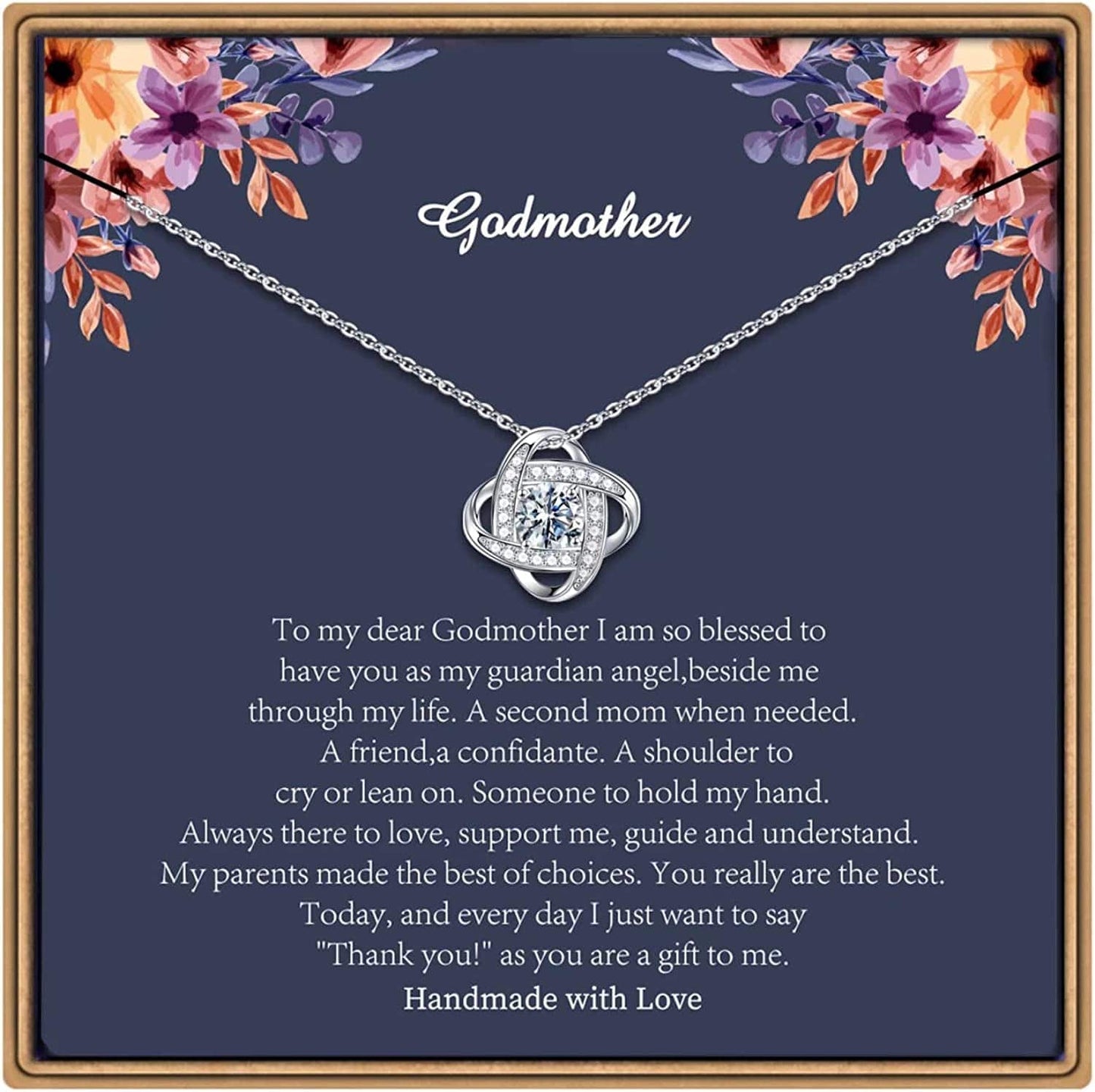 Gifts Necklaces for Women Girls, White Gold Plated Love Knot Necklace for Grandma Aunt Stepmother Sister Mother Jewelry, Graduation Mothers Day Anniversary Birthday Gifts for Women Godmother