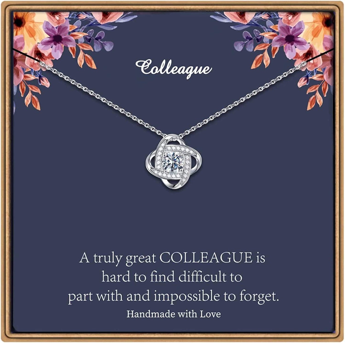 Gifts Necklaces for Women Girls, White Gold Plated Love Knot Necklace for Grandma Aunt Stepmother Sister Mother Jewelry, Graduation Mothers Day Anniversary Birthday Gifts for Women Colleague