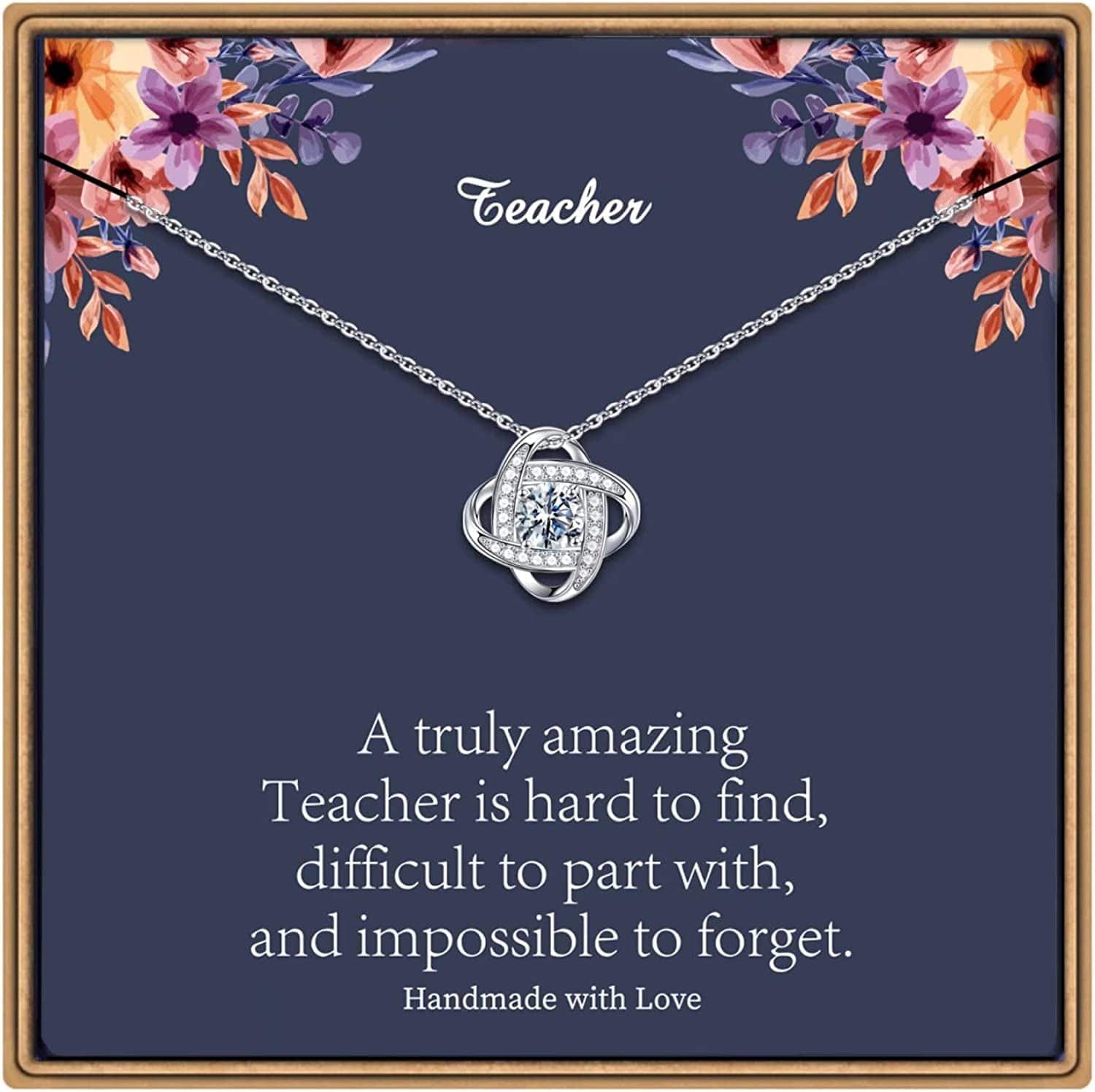 Gifts Necklaces for Women Girls, White Gold Plated Love Knot Necklace for Grandma Aunt Stepmother Sister Mother Jewelry, Graduation Mothers Day Anniversary Birthday Gifts for Women Teacher