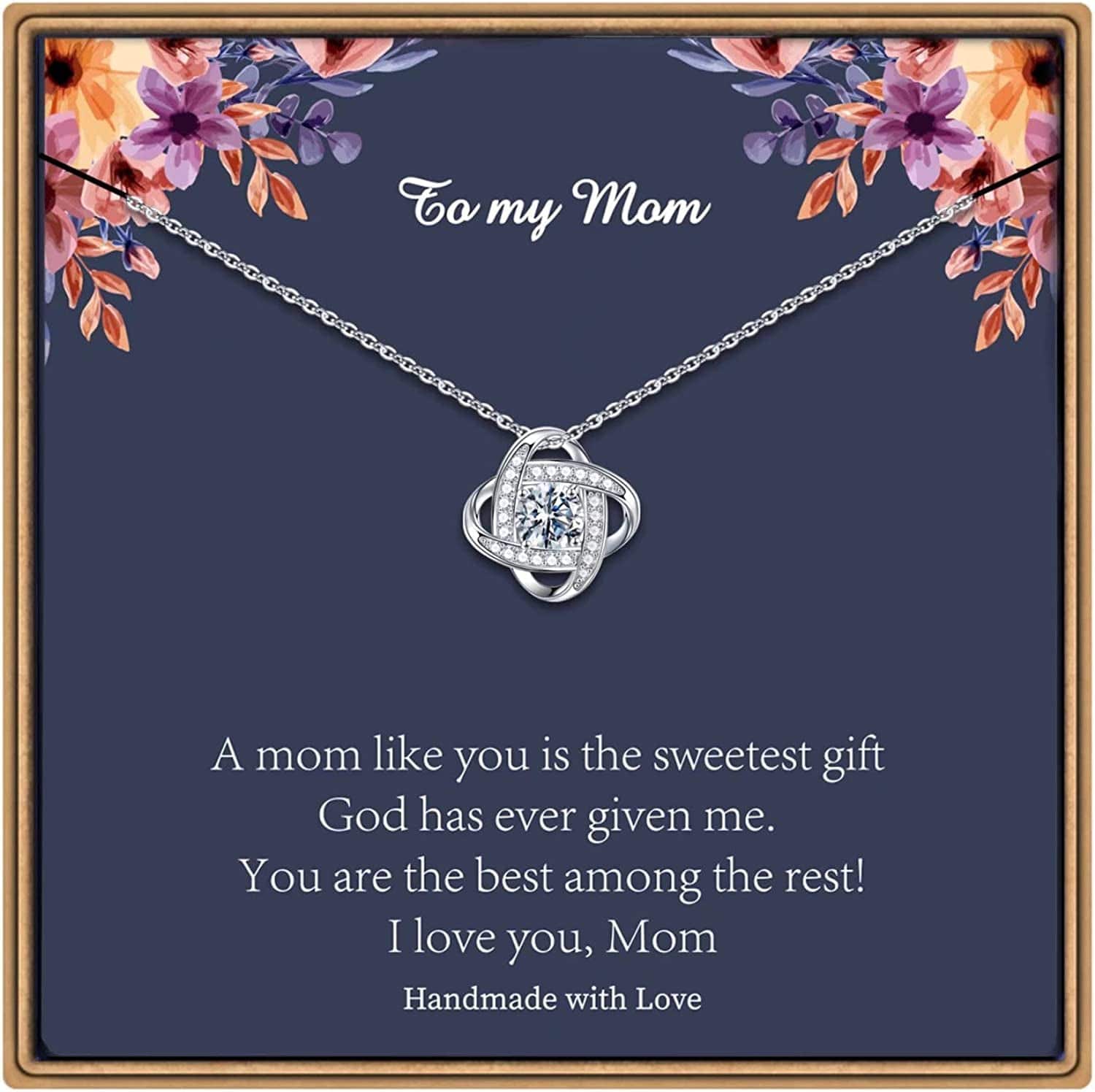 Gifts Necklaces for Women Girls, White Gold Plated Love Knot Necklace for Grandma Aunt Stepmother Sister Mother Jewelry, Graduation Mothers Day Anniversary Birthday Gifts for Women To my mom