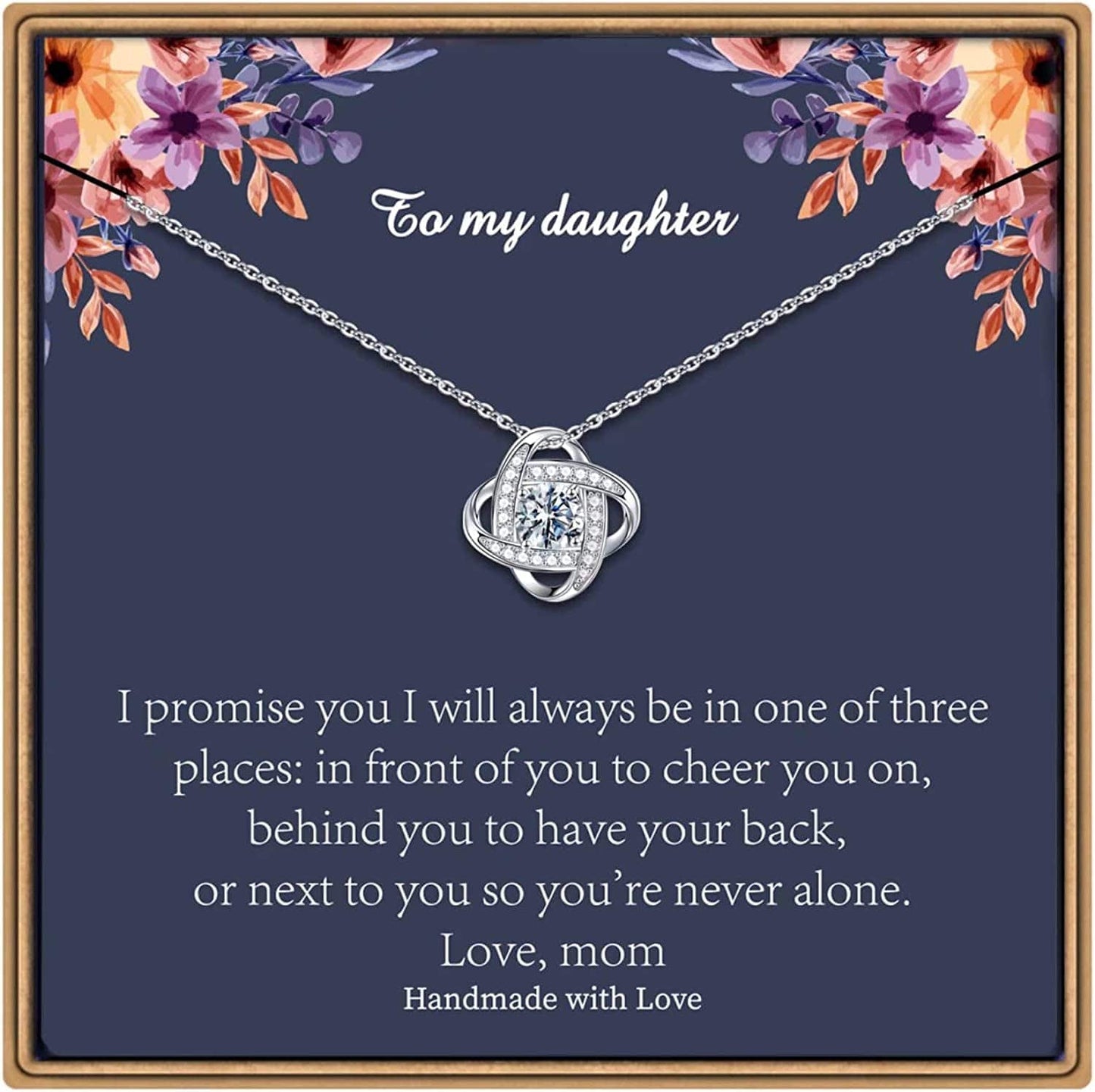 Gifts Necklaces for Women Girls, White Gold Plated Love Knot Necklace for Grandma Aunt Stepmother Sister Mother Jewelry, Graduation Mothers Day Anniversary Birthday Gifts for Women To my daughter
