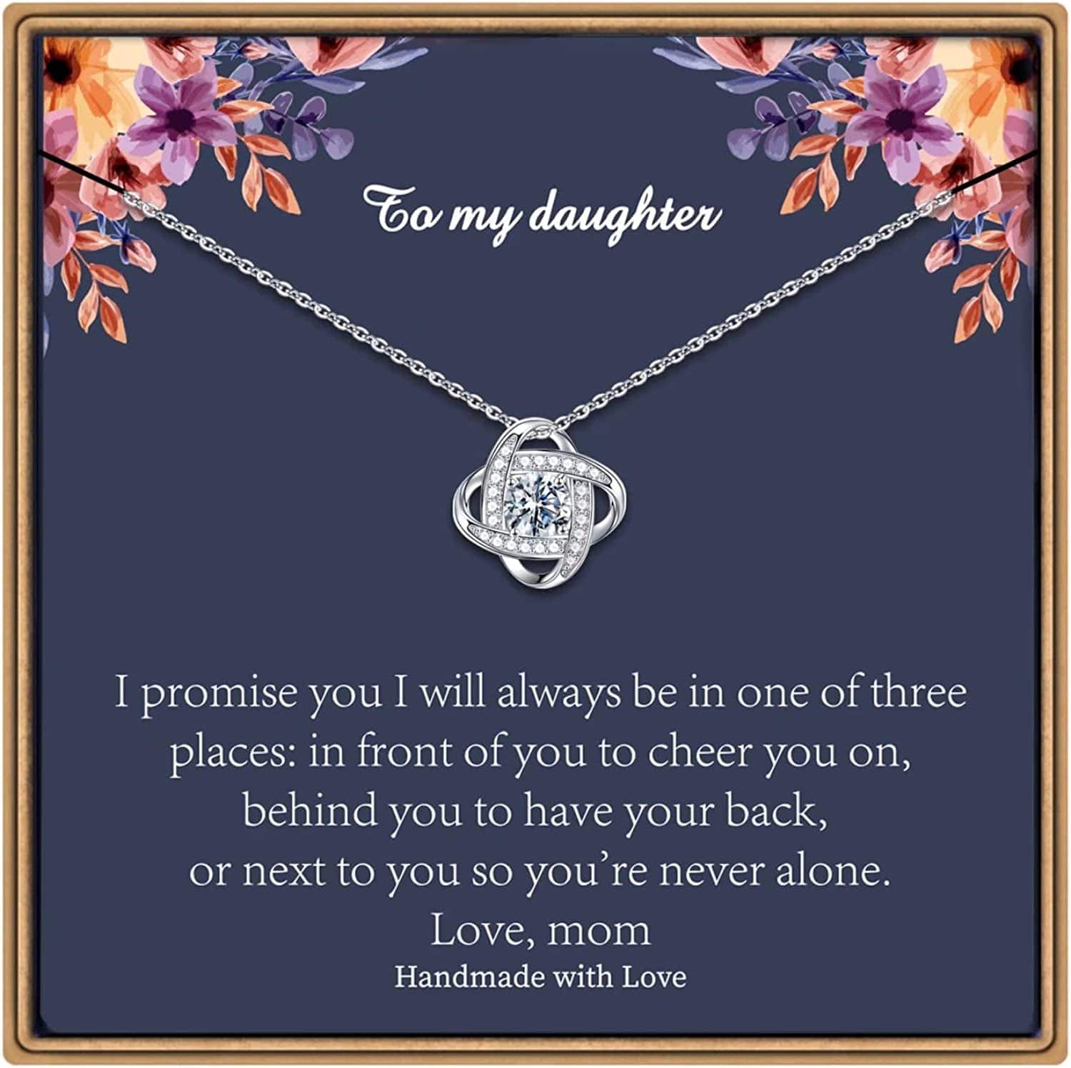 Gifts Necklaces for Women Girls, White Gold Plated Love Knot Necklace for Grandma Aunt Stepmother Sister Mother Jewelry, Graduation Mothers Day Anniversary Birthday Gifts for Women To my daughter