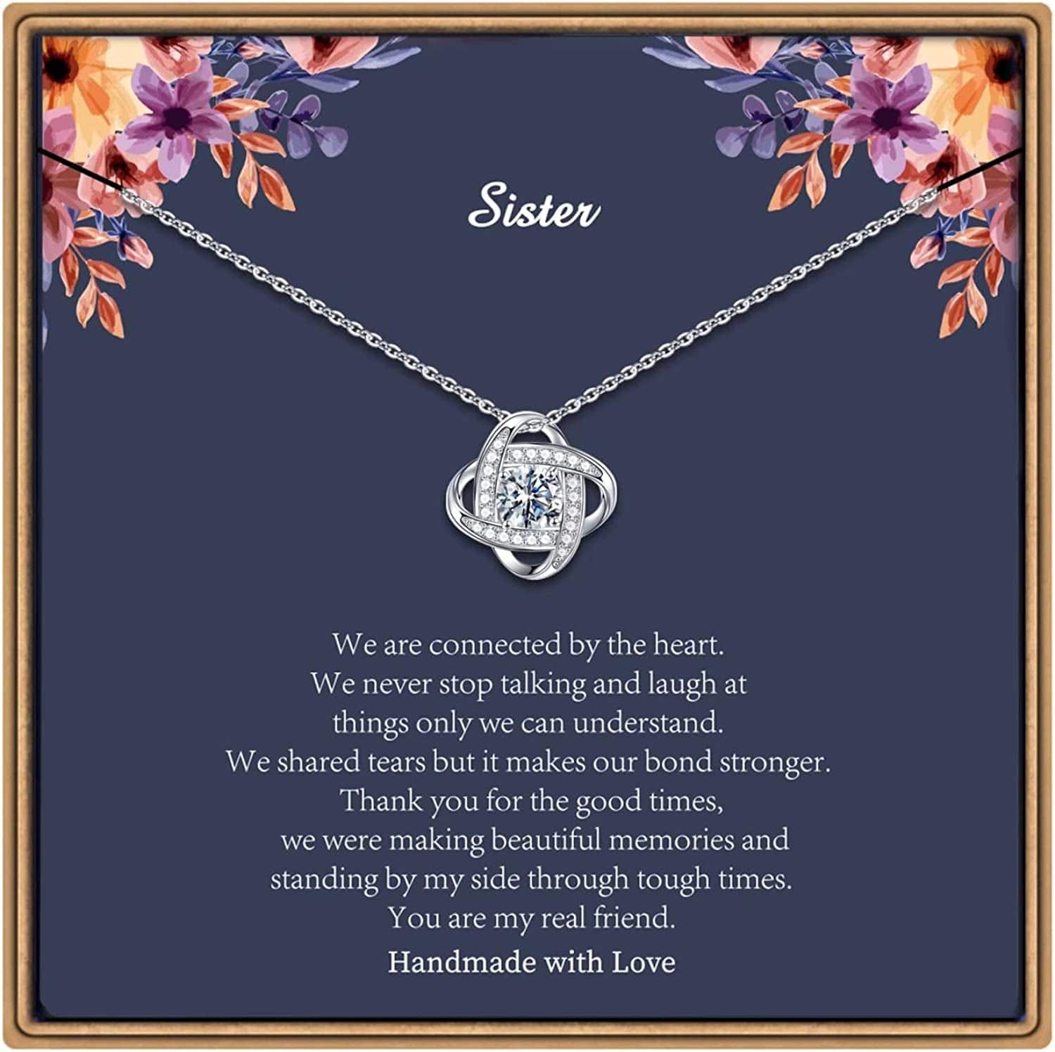 Gifts Necklaces for Women Girls, White Gold Plated Love Knot Necklace for Grandma Aunt Stepmother Sister Mother Jewelry, Graduation Mothers Day Anniversary Birthday Gifts for Women Sister