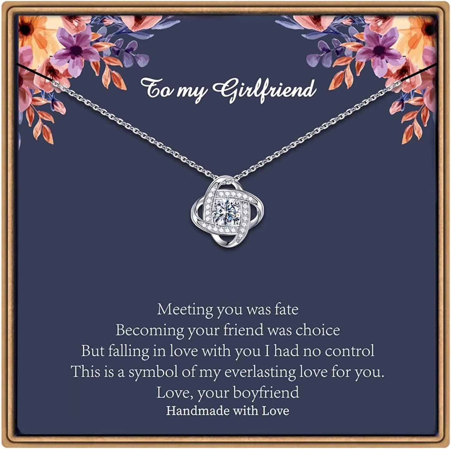 Gifts Necklaces for Women Girls, White Gold Plated Love Knot Necklace for Grandma Aunt Stepmother Sister Mother Jewelry, Graduation Mothers Day Anniversary Birthday Gifts for Women To my girlfriend
