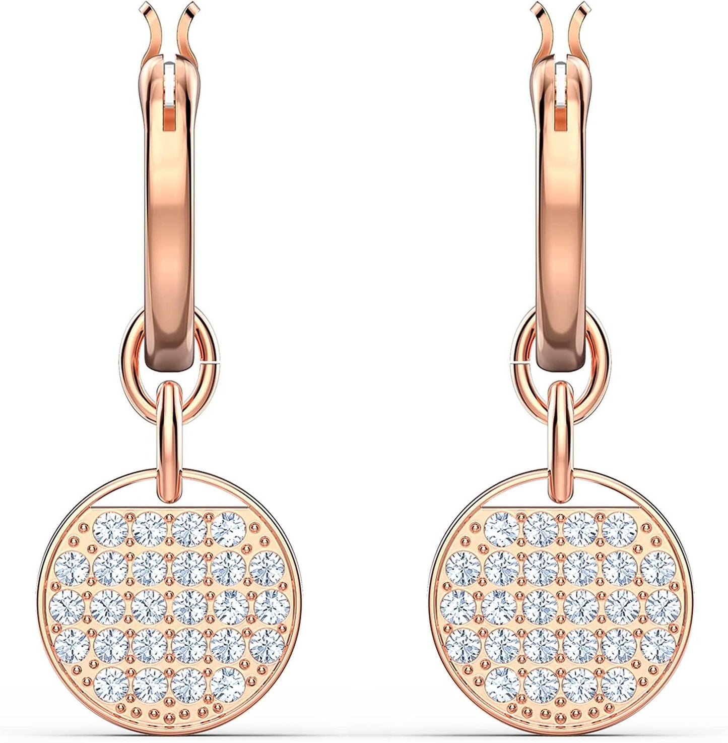 Ginger Jewelry Collection, Clear Crystals, Grey Crystals, Blue Crystals Hoop Earrings - Rose Gold Tone Finish