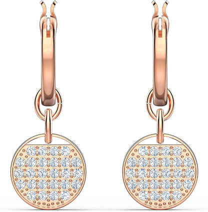 Ginger Jewelry Collection, Clear Crystals, Grey Crystals, Blue Crystals Hoop Earrings - Rose Gold Tone Finish