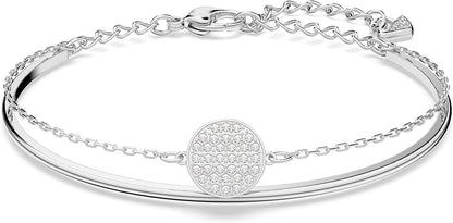 Ginger Jewelry Collection, Clear Crystals, Grey Crystals, Blue Crystals Bangle Bracelet -Rhodium Tone Finish