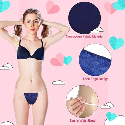 Giugu 50 Pieces Disposable Thong Panties Spa T Thong Underwear Tanning Wraps