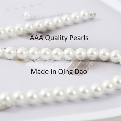 Glass Pearl Necklace and Earring Set,Collar De Perlas Para Mujer,Faux Pearl Jewelry Set for Women with Charm Chain