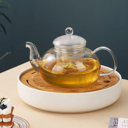 Glass Tea Pot 1L with Removable Infuser, Blooming and Loose Leaf Tea Maker Set, Stovetop and Microwave Safe Tea Kettle.
