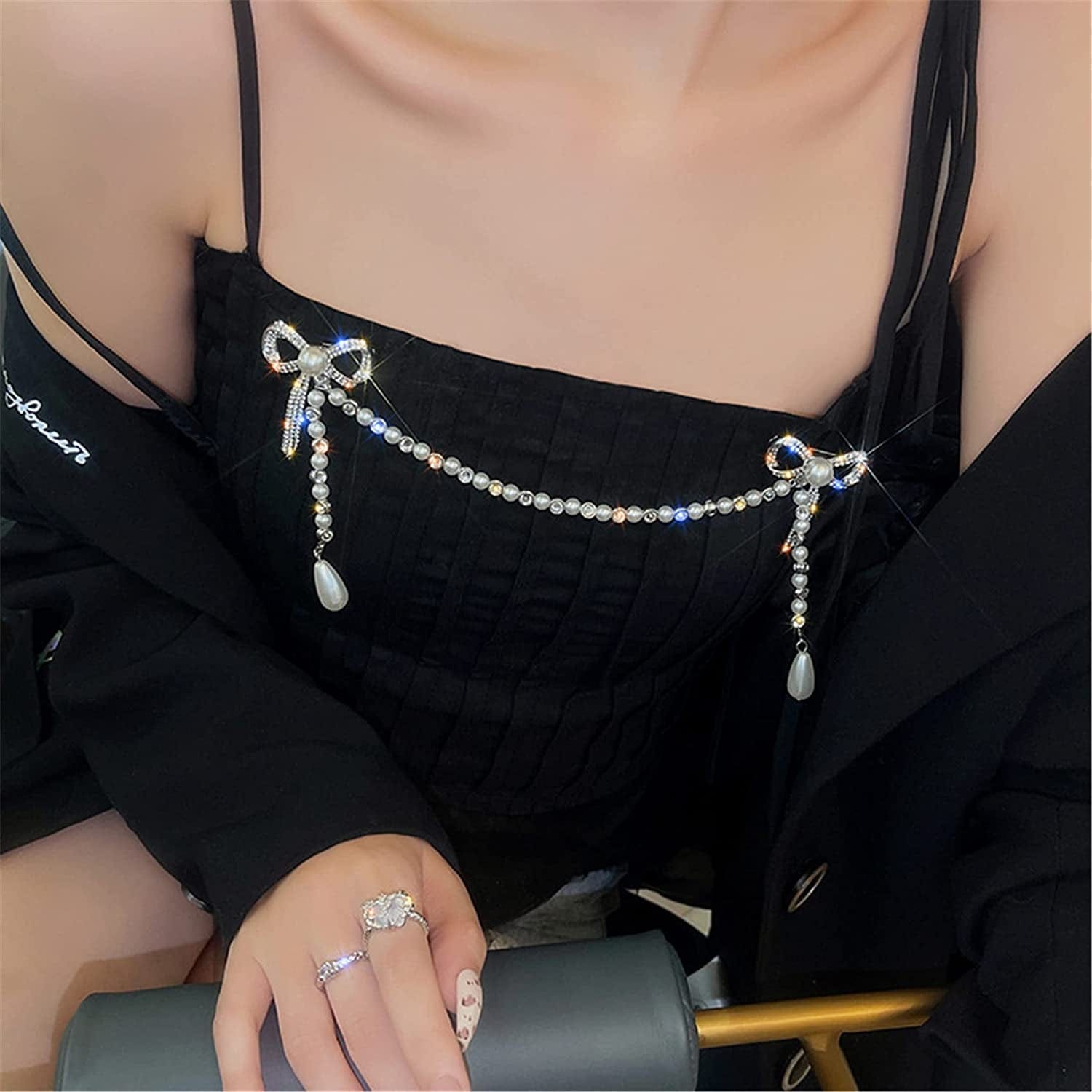 Glorymm Rhinestone Pearl Brooch Simple Bowknot Collar Pin Crystal Lapel Pin Bow Brooch Badge for Women,Silver Rhinestones, as the Description