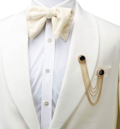Gold and Black Enamel and Set of Hanging Chain Detailing Formal Lapel Pin Brooch for Men