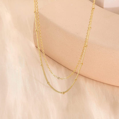Gold Dainty Choker Necklace for Women, 14K Gold/Silver Plated Layered Satellite Bead Choker Thin Trendy Layering Discs Paperclip Necklaces Minimalist Simple Toggle Cuban Chain Jewelry Gift