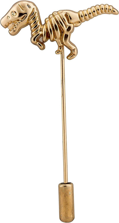 Gold Dinosaur Lapel Pin Badge Coat Suit Collar Accessories Brooch for Men Golden