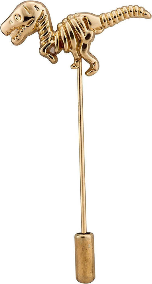 Gold Dinosaur Lapel Pin Badge Coat Suit Collar Accessories Brooch for Men Golden