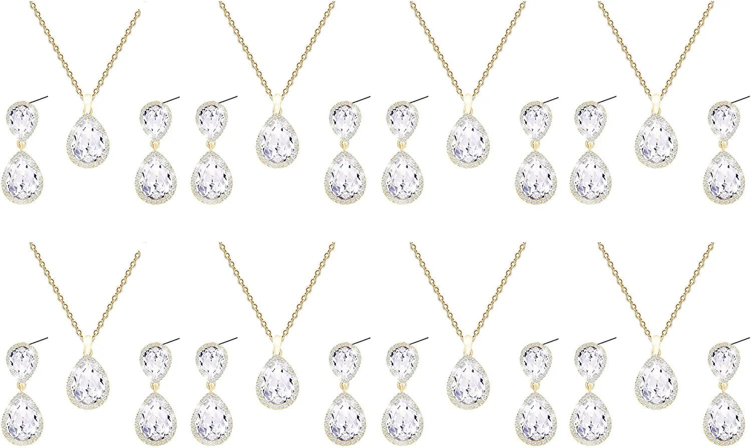 Gold Silver Bridesmaid Jewelry Set for Wedding of 4 6 8 Sets, Bridesmaid Necklace Earrings Gifts for Bridesmaid on Wedding Day 8 Set Gold