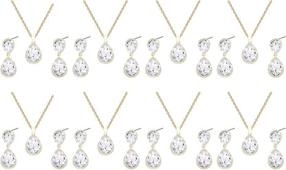 Gold Silver Bridesmaid Jewelry Set for Wedding of 4 6 8 Sets, Bridesmaid Necklace Earrings Gifts for Bridesmaid on Wedding Day 8 Set Gold