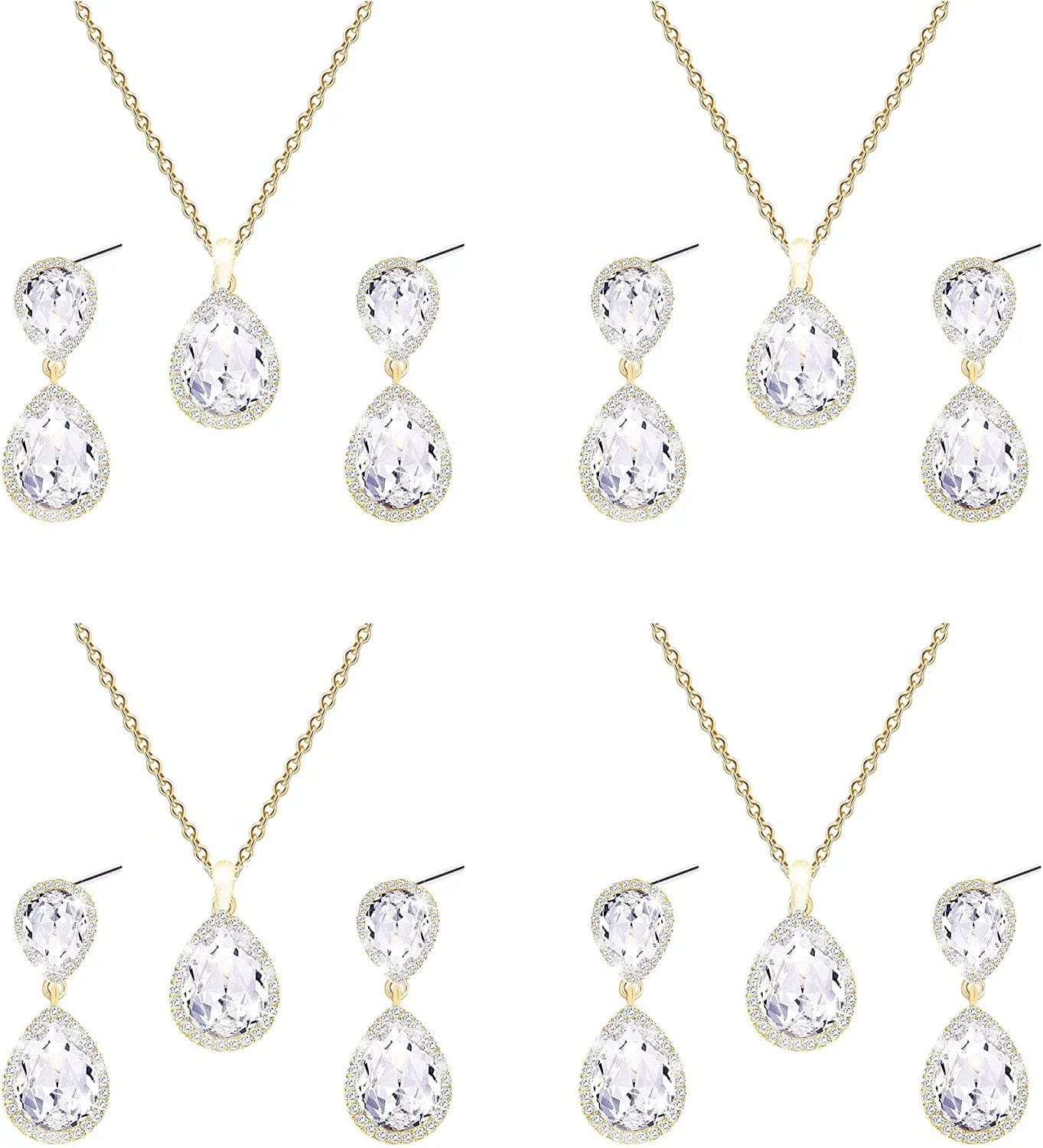 Gold Silver Bridesmaid Jewelry Set for Wedding of 4 6 8 Sets, Bridesmaid Necklace Earrings Gifts for Bridesmaid on Wedding Day 4 Set Gold
