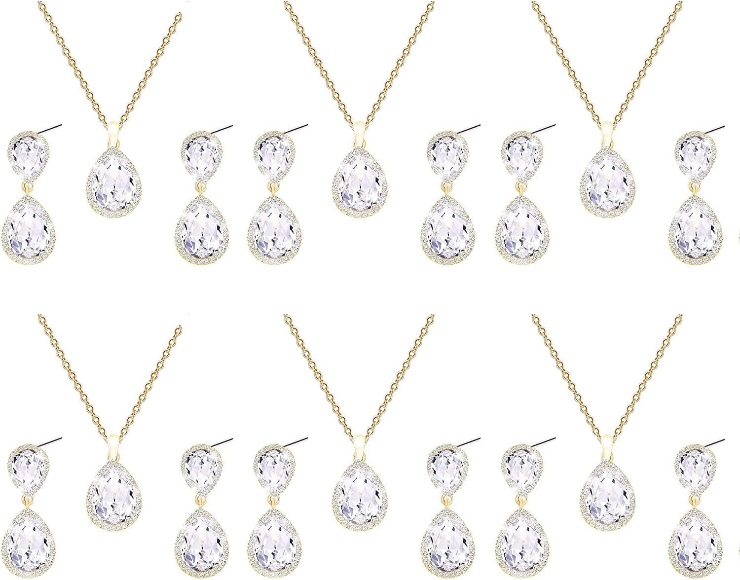 Gold Silver Bridesmaid Jewelry Set for Wedding of 4 6 8 Sets, Bridesmaid Necklace Earrings Gifts for Bridesmaid on Wedding Day 6 Set Gold