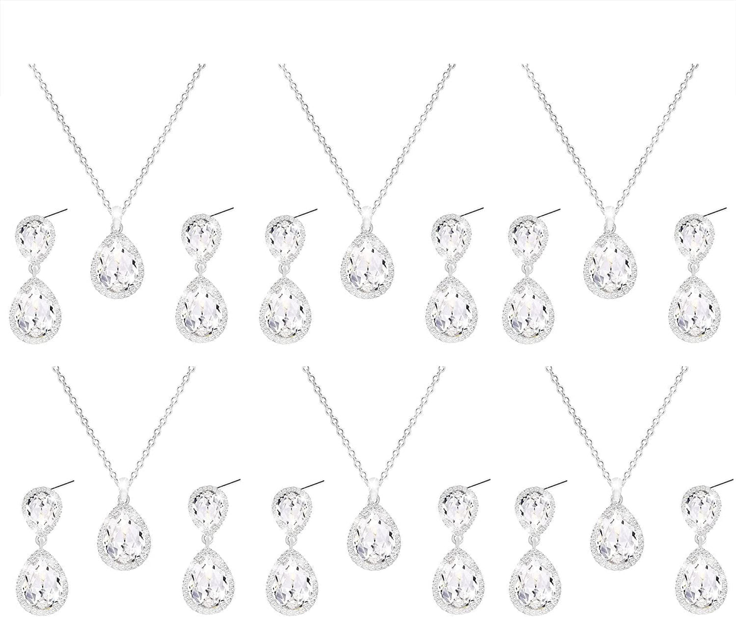 Gold Silver Bridesmaid Jewelry Set for Wedding of 4 6 8 Sets, Bridesmaid Necklace Earrings Gifts for Bridesmaid on Wedding Day 6 Set Silver