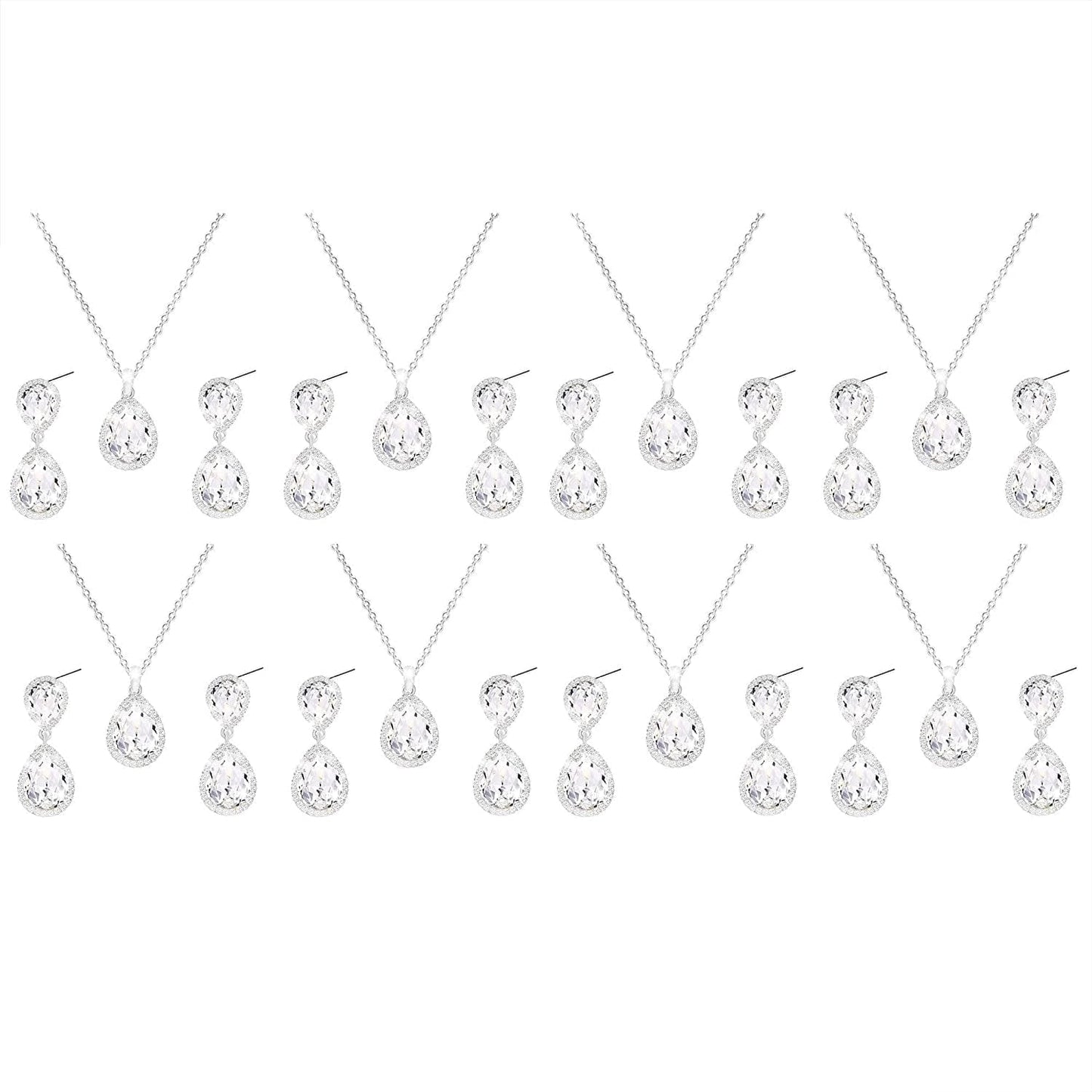 Gold Silver Bridesmaid Jewelry Set for Wedding of 4 6 8 Sets, Bridesmaid Necklace Earrings Gifts for Bridesmaid on Wedding Day 8 Set Silver