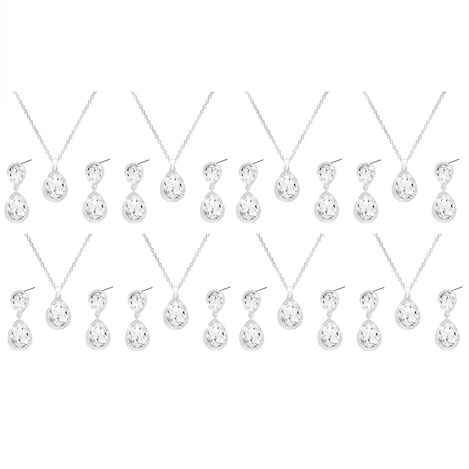 Gold Silver Bridesmaid Jewelry Set for Wedding of 4 6 8 Sets, Bridesmaid Necklace Earrings Gifts for Bridesmaid on Wedding Day 8 Set Silver