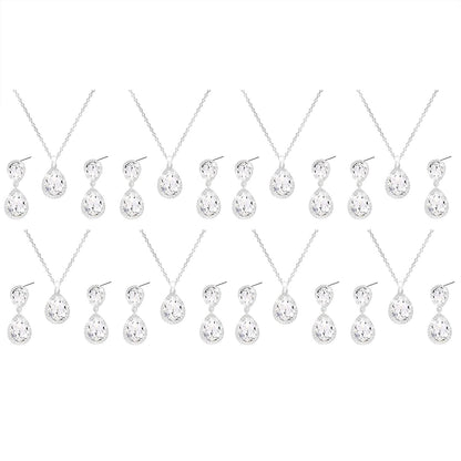 Gold Silver Bridesmaid Jewelry Set for Wedding of 4 6 8 Sets, Bridesmaid Necklace Earrings Gifts for Bridesmaid on Wedding Day 8 Set Silver