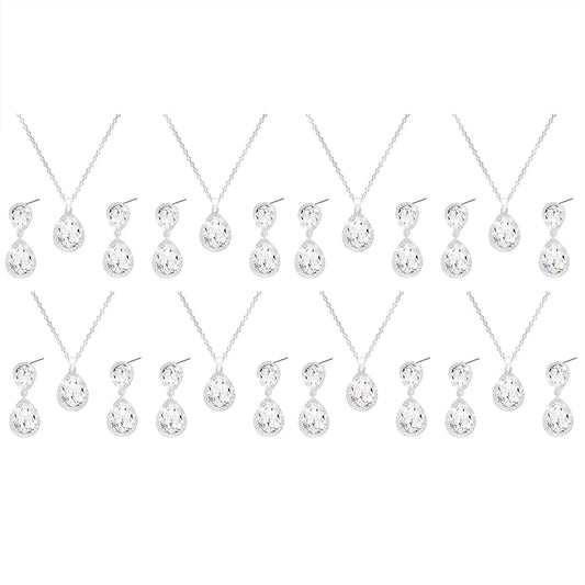 Gold Silver Bridesmaid Jewelry Set for Wedding of 4 6 8 Sets, Bridesmaid Necklace Earrings Gifts for Bridesmaid on Wedding Day 8 Set Silver