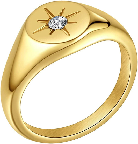 Gold stainless steel ring detail and engravings