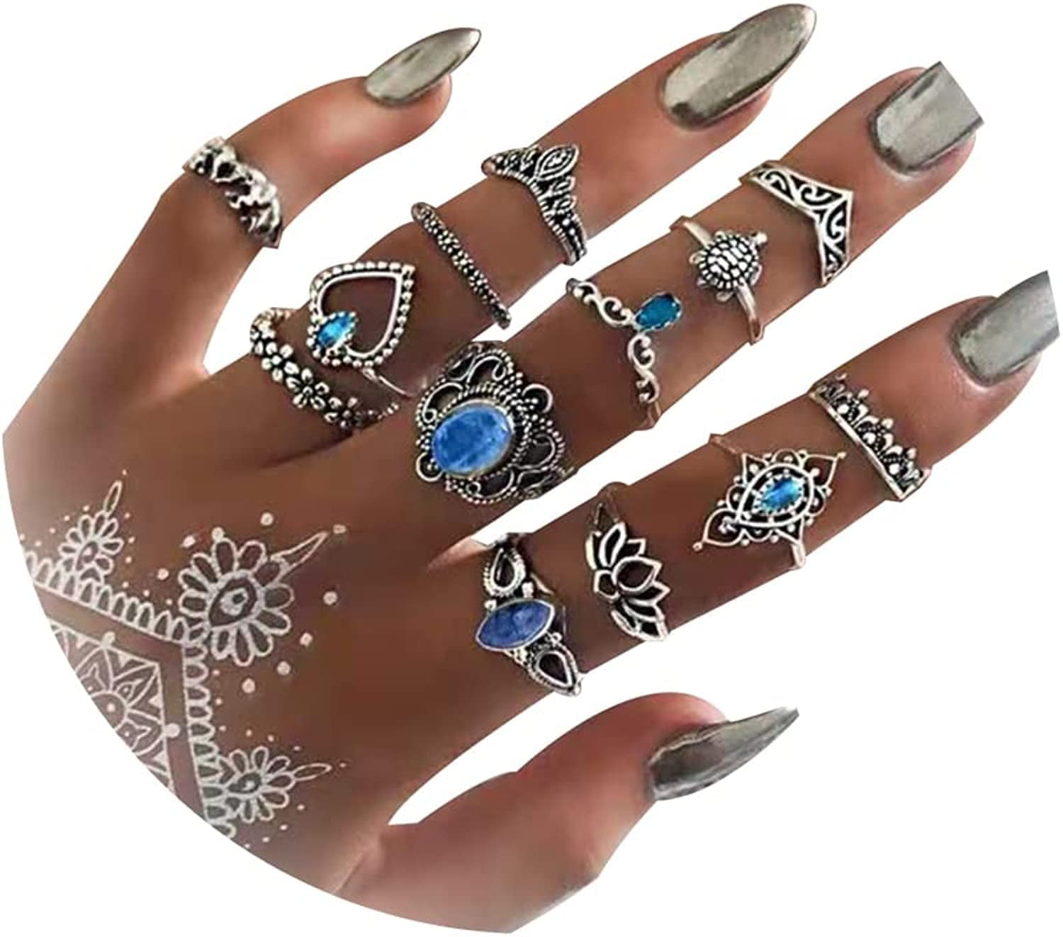 Gold Stacking Rings for Women Butterfly Knuckle Rings Snake Rings Moon Star Rings Heart Stacking Rings for Girls Elegant Ring Set