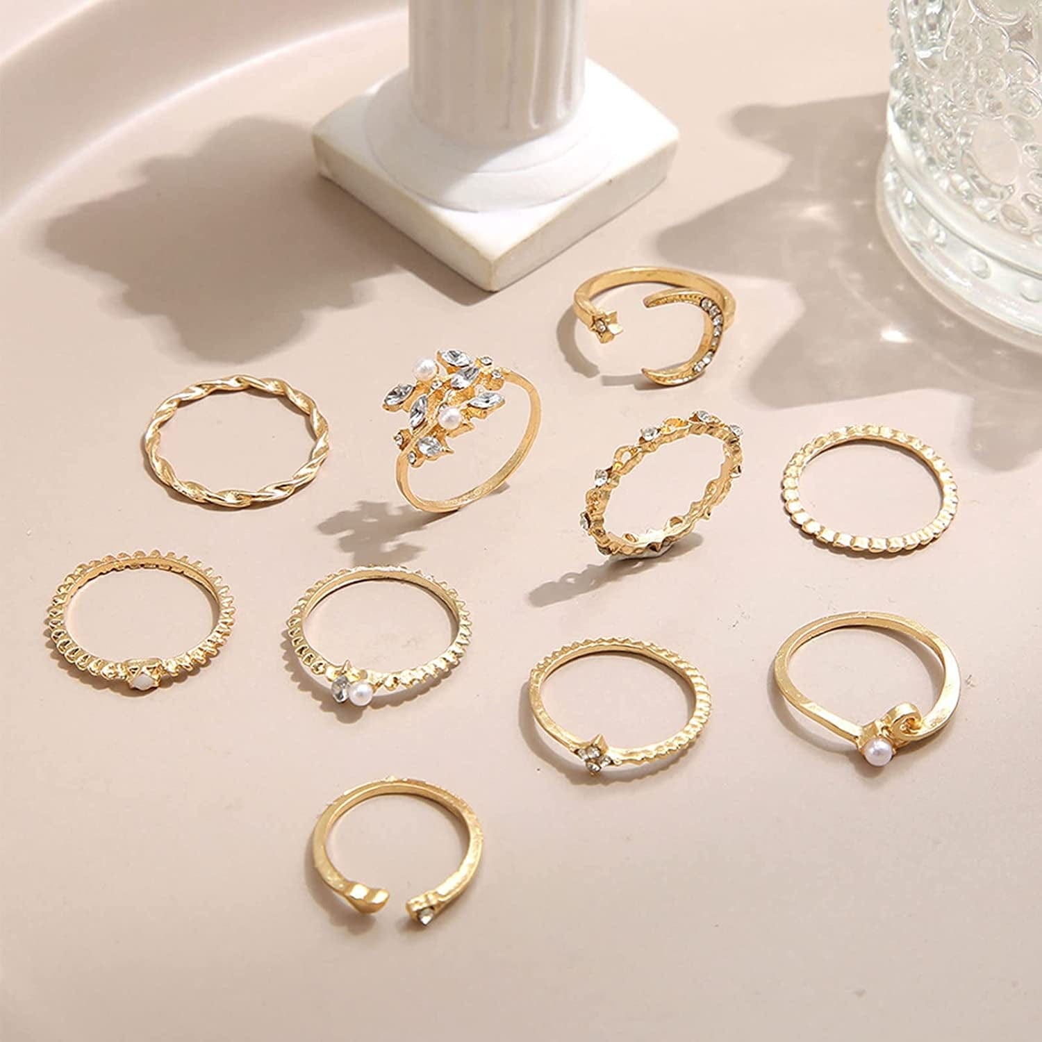 Gold Stacking Rings for Women Butterfly Knuckle Rings Snake Rings Moon Star Rings Heart Stacking Rings for Girls