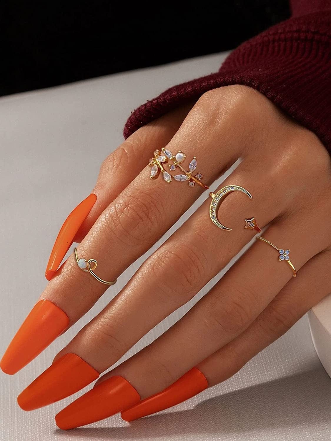 Gold Stacking Rings for Women Butterfly Knuckle Rings Snake Rings Moon Star Rings Heart Stacking Rings for Girls