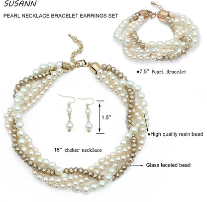 Gold Statement Necklace Costume Jewelry Sets for Women,Aesthetic Collar Necklace and Earring Sets Fashion Accessories for Bridal Party
