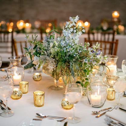Gold Votive Candle Holders 12Pcs Assorted Gold Mercury Glass Votives Tealight Candle Holder Gold Candle Holders for Table Centerpiece Wedding Bridal Shower Engagement Party Festival Holiday Home Decor