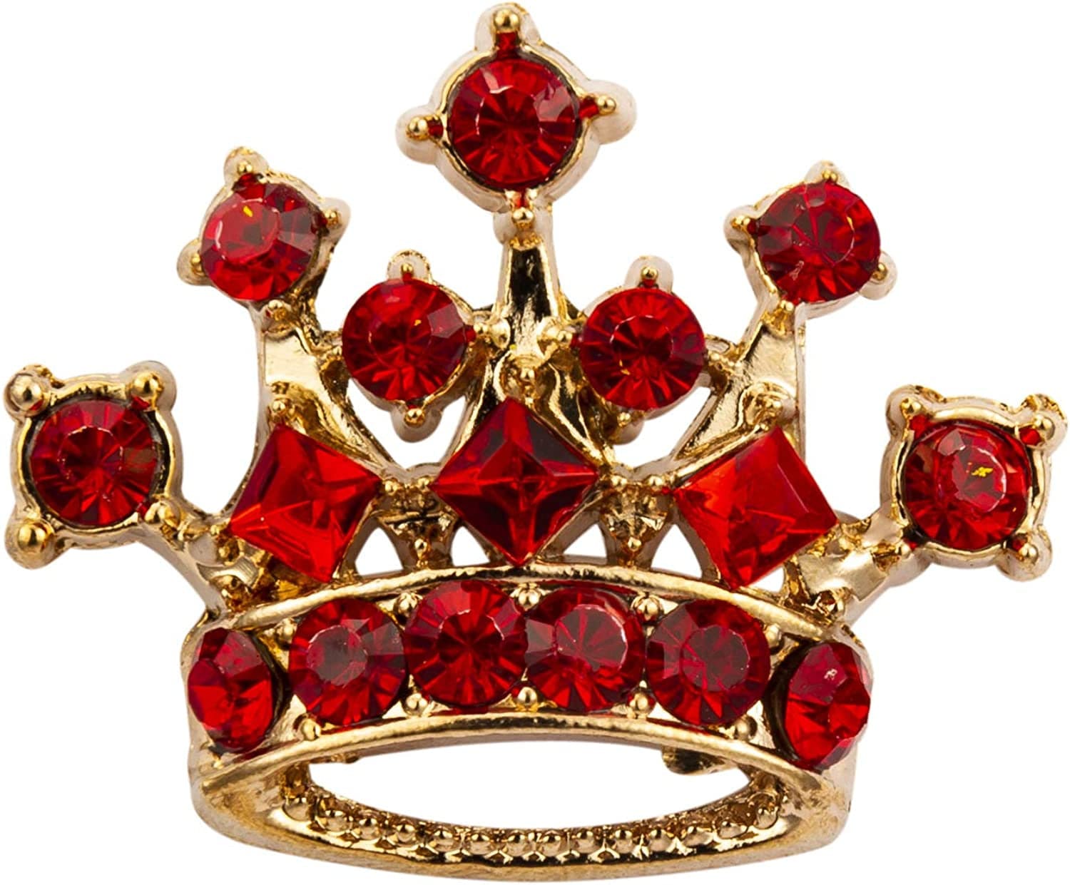 Golden Crown with Red Swarovski Detailing Lapel Pin Brooch Shirt Stud for Men