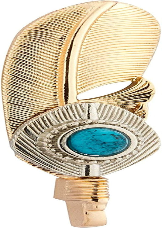 Golden Feather with Blue Stone Detailing Lapel Pin/Brooch Golden