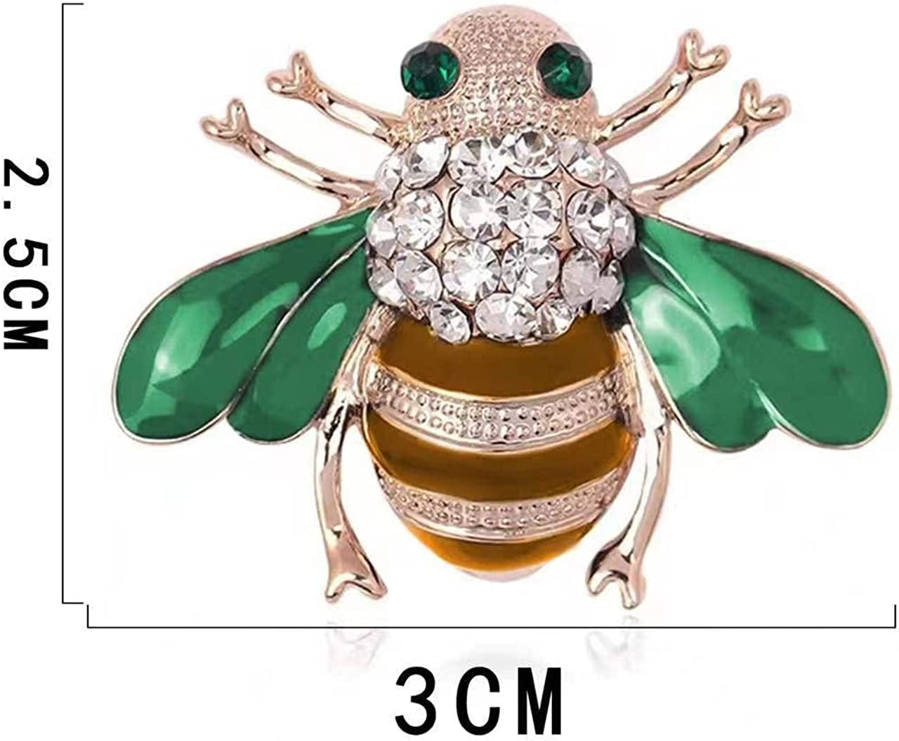GOLDEN STRAWBERRY 6 PCS Honey Bee Brooches Lapel Pins Crystal Insect Themed Bee Brooches for Women ( 3 Colors)
