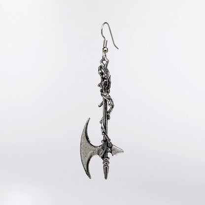 Gothic Vine Wrapped Executioner'S Axe Medieval Renaissance Dangle Earrings