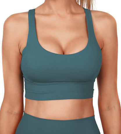 Grace Form Strappy Sports Bra for Women, Padded High Impact Push up Athletic Running Sports Bra Workout Top Yoga Bra 09-teal Blue / X-Large