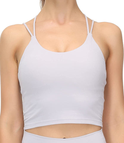 Grace Form Strappy Sports Bra for Women, Padded High Impact Push up Athletic Running Sports Bra Workout Top Yoga Bra C-1-silver Gray / Small